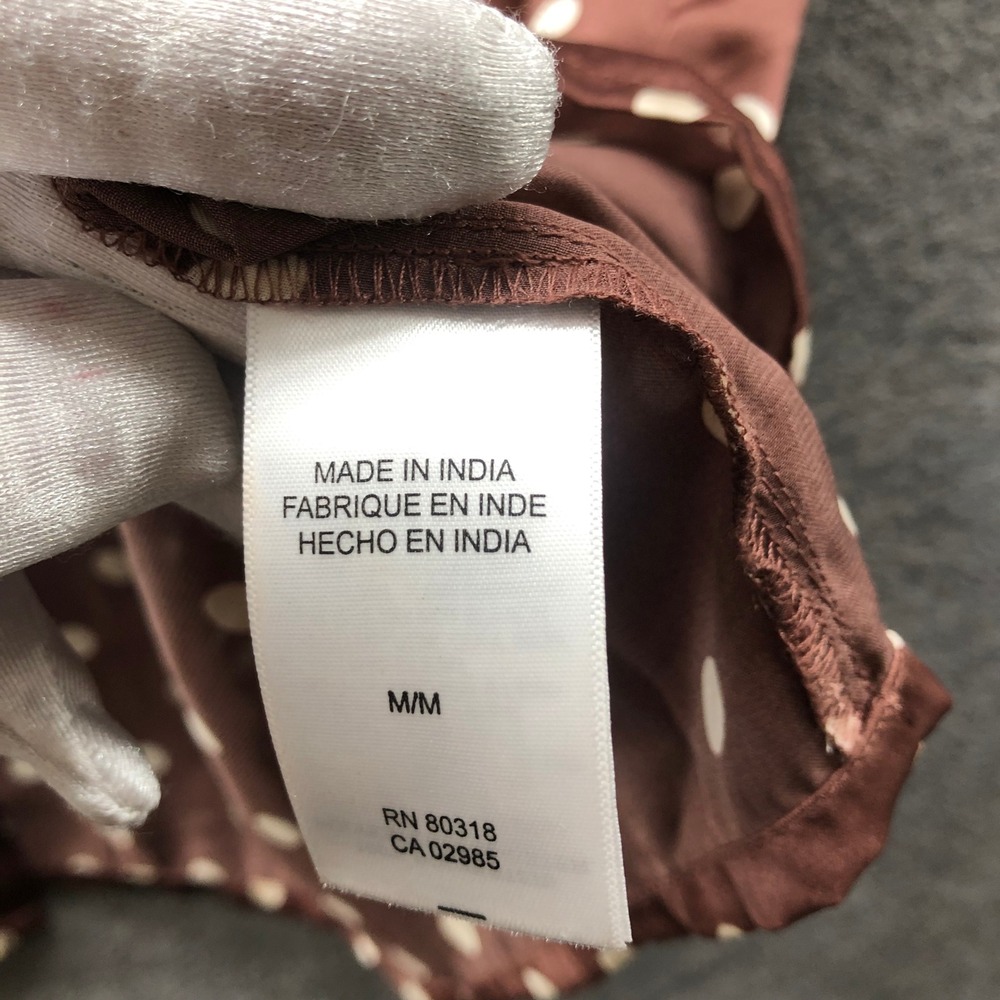 Lucky Brand Polka Dot Satin Midi Dress Womens M Brown Sleeveless V-Neck - Picture 9 of 12